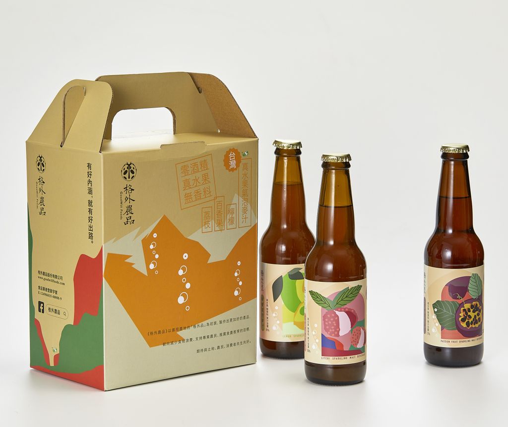 【格外農品GoodWill Foods】台灣真水果氣泡麥汁禮盒(6入)